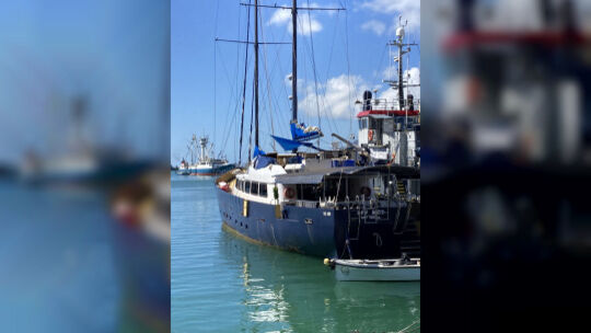 Die Sea Bird der Silhouette Cruises in ihrem Heimathafen auf Mahe. Die Sea Bird der Silhouette Cruises in ihrem Heimathafen auf Mahe.
