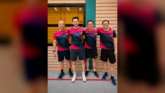 Die SG Untere Lahn (von links Sascha Graf, Markus Mandry, Nico Wollschlag und Philipp Wallroth) hat die Nerven behalten und das Die SG Untere Lahn (von links Sascha Graf, Markus Mandry, Nico Wollschlag und Philipp Wallroth) hat die Nerven behalten und das