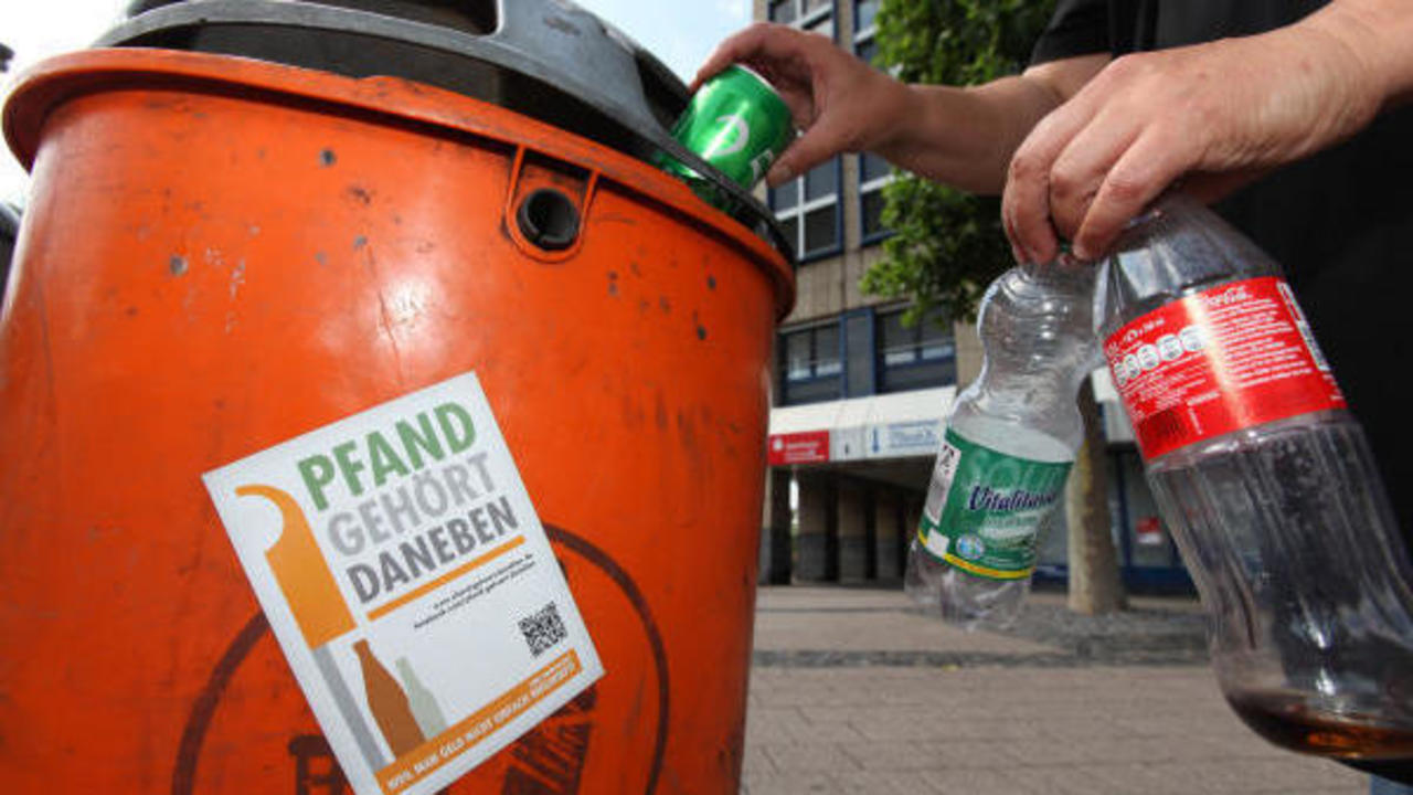 Aufkleber Pfand Flaschen Mülleimer Mülltonne Recycling