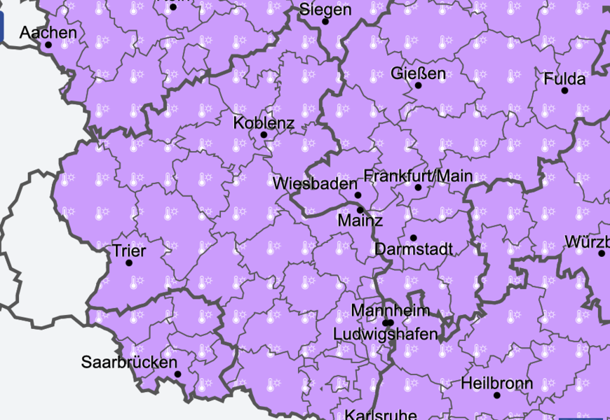 Warnstufe 2: Flächendeckende Hitzewarnungen in Rheinland ...