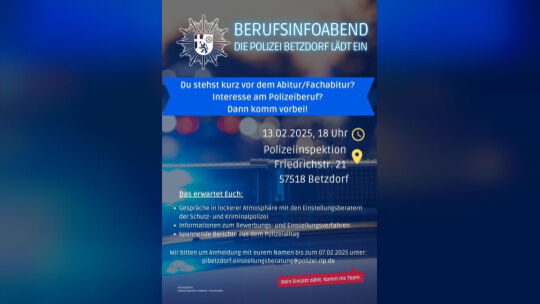 Werbeplakat Berufsinfoabend Polizei Betzdorf