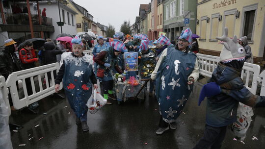 Fast 400 Teilnehmer machten den Baumholderer Rosenmontagsumzug zu einem Genuss für die Zuschauer. Hier die Ü-40 Frauen, eine Flo Fast 400 Teilnehmer machten den Baumholderer Rosenmontagsumzug zu einem Genuss für die Zuschauer. Hier die Ü-40 Frauen, eine Flo