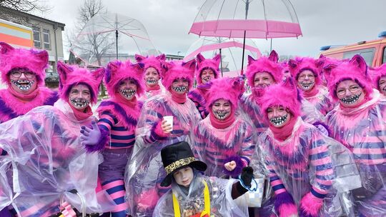 Ein Rudel Grinsekatzen, bekannt aus der Disney-Verfilmung von "Alice im Wunderland", streift durch Asbachs Gassen. Ein Rudel Grinsekatzen, bekannt aus der Disney-Verfilmung von "Alice im Wunderland", streift durch Asbachs Gassen.
