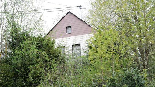Aufgrund des Bewuchses ist vom Burplatz nur der Oberteil des Gebäudes zu erkennen. Aufgrund des Bewuchses ist vom Burplatz nur der Oberteil des Gebäudes zu erkennen.