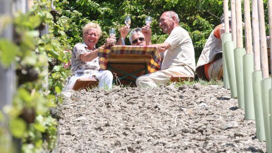 Wein genießen in den Weinbergen bei Leutesdorf hat mittlerweile Tradition. Wein genießen in den Weinbergen bei Leutesdorf hat mittlerweile Tradition.
