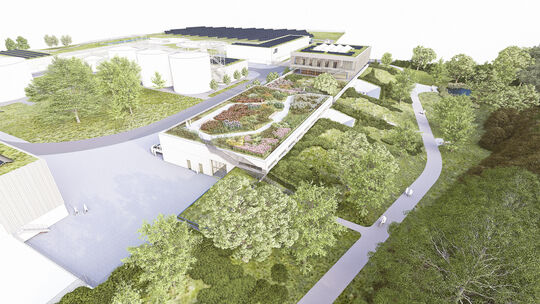 Das neue Klärwerk liegt in einer parkähnlichen Umgebung und soll teilweise der Öffentlichkeit zugänglich sein. Das neue Klärwerk liegt in einer parkähnlichen Umgebung und soll teilweise der Öffentlichkeit zugänglich sein.