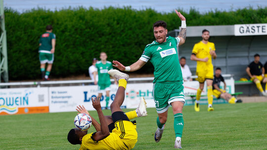 Letztes Heimspiel der Saison: Mahdi Mehnatgir (rechts) und der SV Alemannia Waldalgesheim wollen noch einmal mit großem Engageme Letztes Heimspiel der Saison: Mahdi Mehnatgir (rechts) und der SV Alemannia Waldalgesheim wollen noch einmal mit großem Engageme