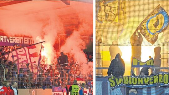 Die TuS Koblenz (links) bezeichnet die Partien gegen Eintracht Trier als die einzigen Derbys. Die Rivalität der Vereine mit der Die TuS Koblenz (links) bezeichnet die Partien gegen Eintracht Trier als die einzigen Derbys. Die Rivalität der Vereine mit der