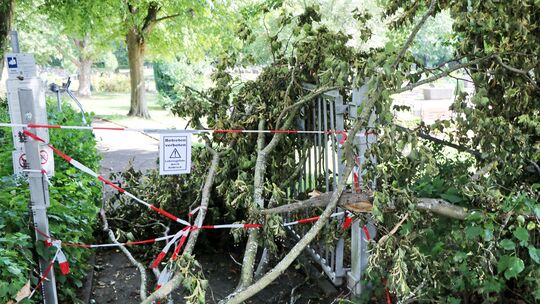 Nach dem Unwetter ist der Friedhof in Wirges noch gesperrt. Insgesamt sind die Aufräumarbeiten aber schon sehr gut vorangekommen Nach dem Unwetter ist der Friedhof in Wirges noch gesperrt. Insgesamt sind die Aufräumarbeiten aber schon sehr gut vorangekommen
