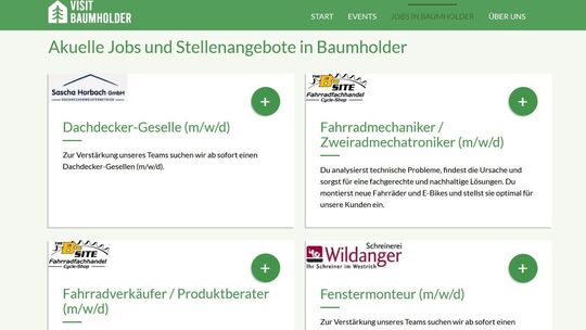 Das Bildschirmfoto zeigt einige der Jobangebote allein in Baumholder, die seit nunmehr fast zwei Wochen auf der Veranstaltungsse Das Bildschirmfoto zeigt einige der Jobangebote allein in Baumholder, die seit nunmehr fast zwei Wochen auf der Veranstaltungsse